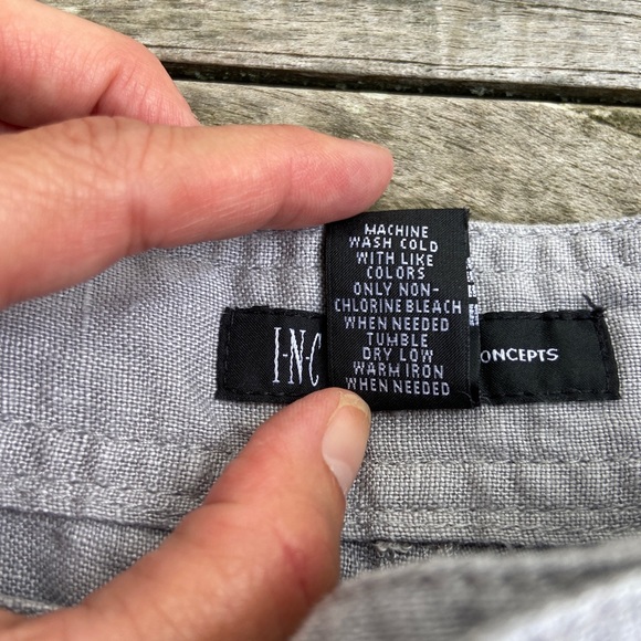 INC International Concepts 100% linen Gray shorts - Picture 4 of 7